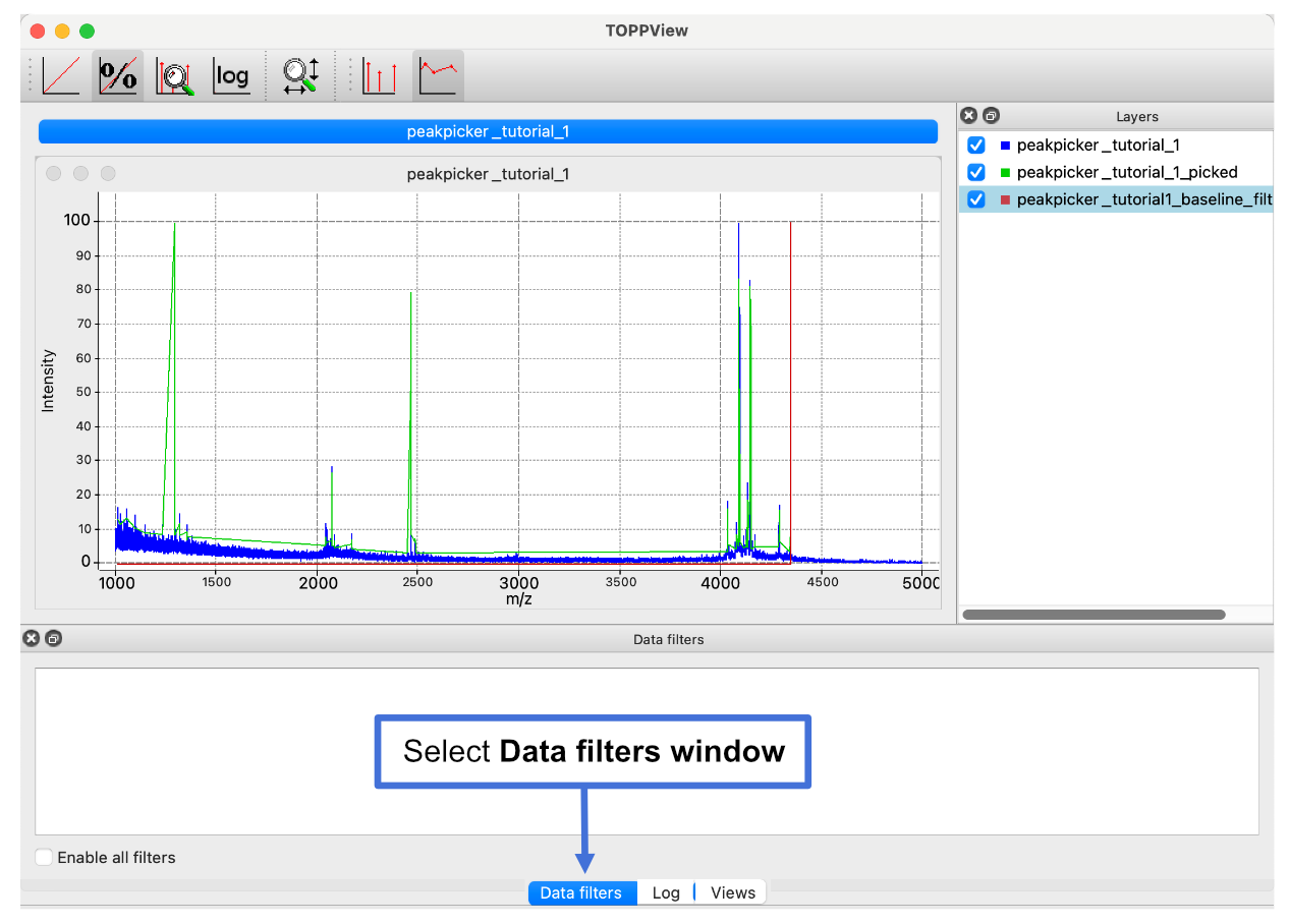 select data filters window