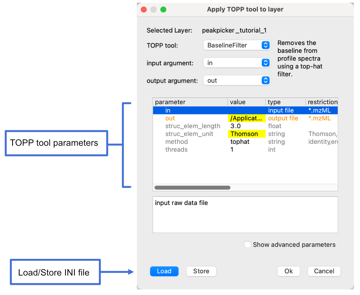 topp tool parameters